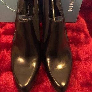 Black leather booties